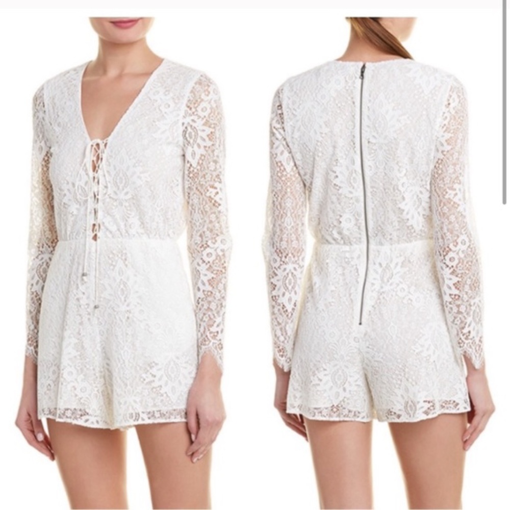 Alice and Olivia White Lace Romper